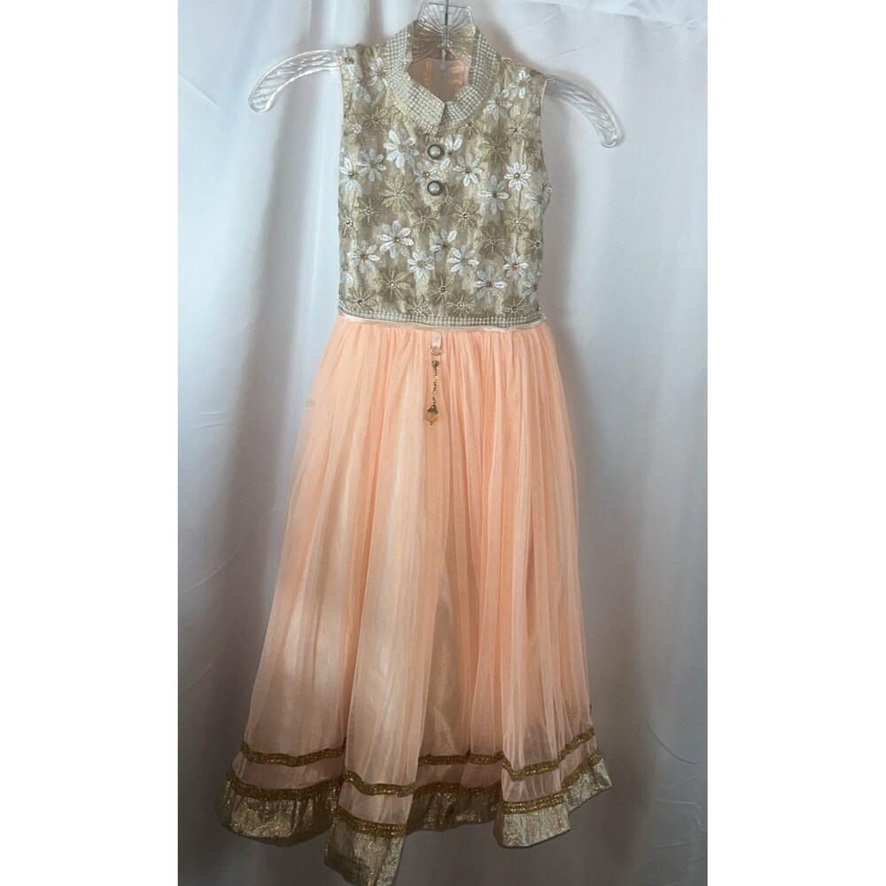 Pani Collection Size 28 Girls Long Frog Dress Small  Stain India Tulle Skirt